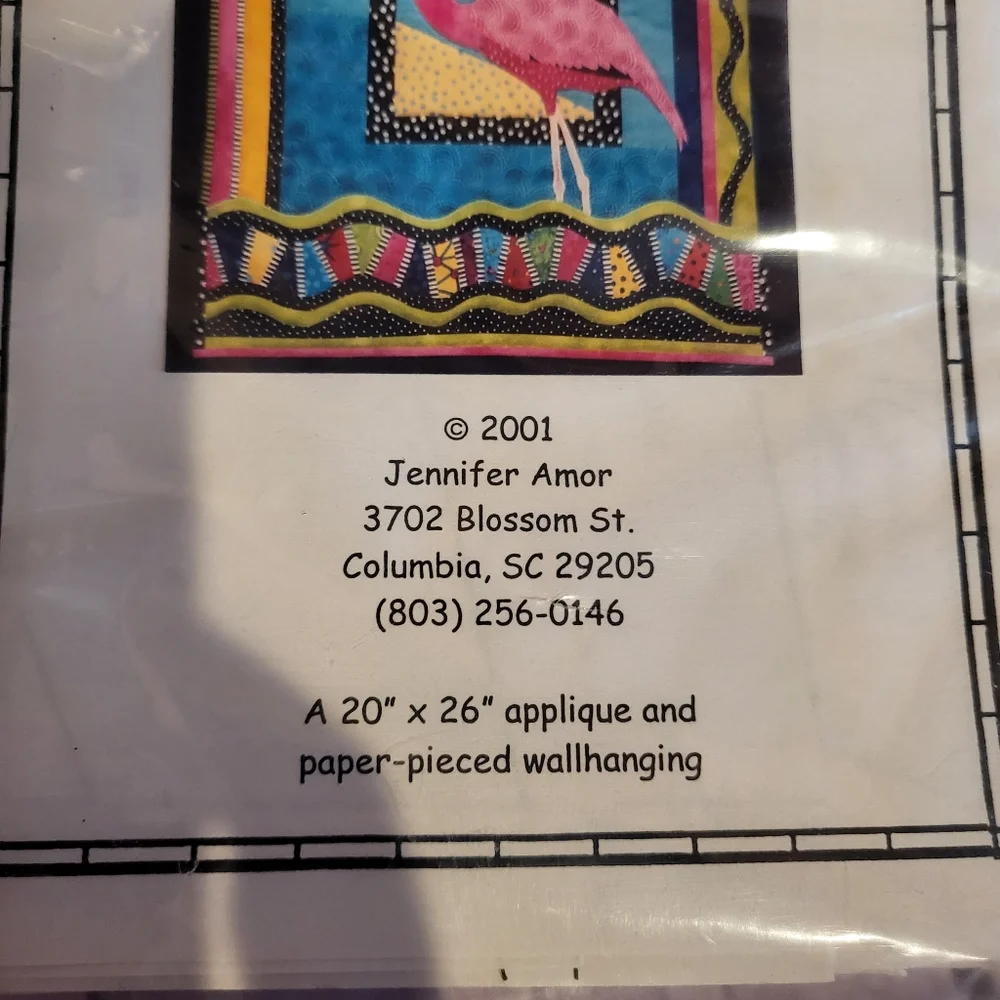 Flamingo Fandango Applique and Paper-Pieced Wallhanging Quilt Pattern 20” x 26”